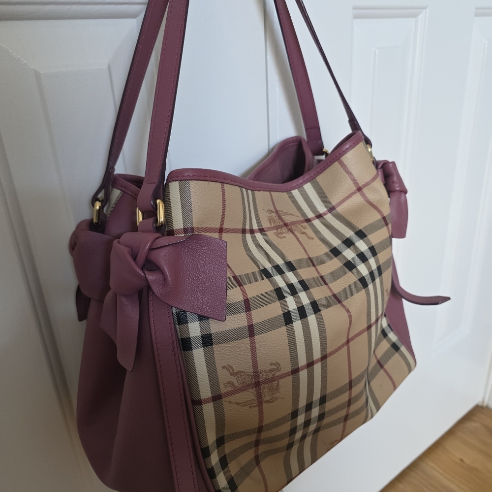 Burberry Check and Mauve Leather Shoulder Bag